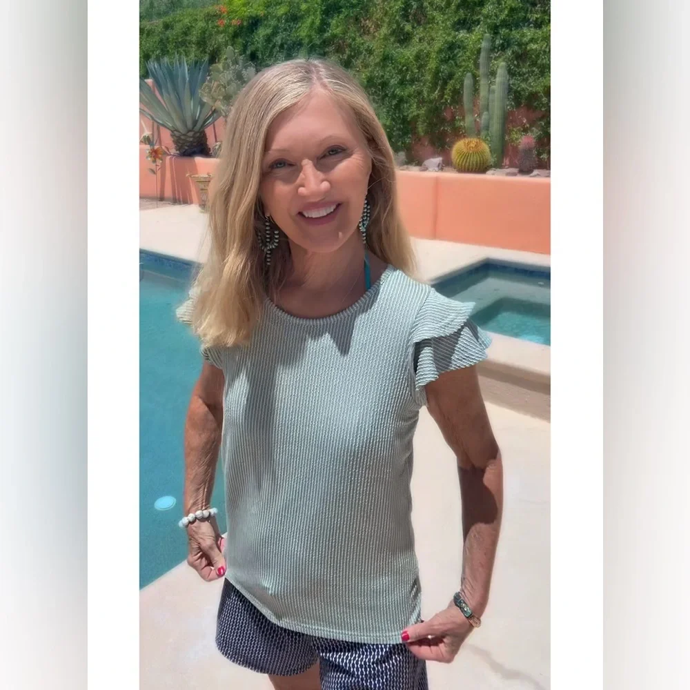 NWT Striped Green Top-S - Picture 10 of 17